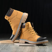 Shoe Island ® Vengeance-X ™ Leather Tan Brown Solid Tough Heavy Duty High Ankle Length Mens Casual Long Boots For Men (BAB985-TAN)