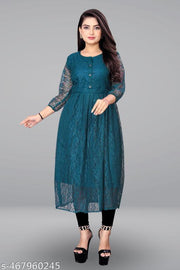 Elegant Stylish Net Gown for Women with Front Show Buttons | Perfect for Festive & Party