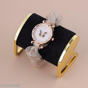 Stylish Scrunchie Fabric Strap Analog Watch For Women and Girls