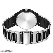 Round Studded Dial Metalic Bracelet Chain Strap Wrist Watch for Men and Boys
