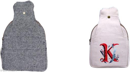 Black & White Canvas Sling Bag for Women with Red Letter K Print | Adjustable Crossbody Shoulder Bag | Casual Travel College Office Daily Use Handbag