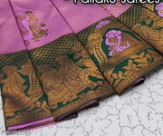 Premium Kanjeevaram Silk Saree for Women with Big Zari Border Woven Wedding Party Wear Saree with Blouse Piece