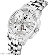 Day & Date Function Watch With Stainless Steel Chain Analog Watch - For Men