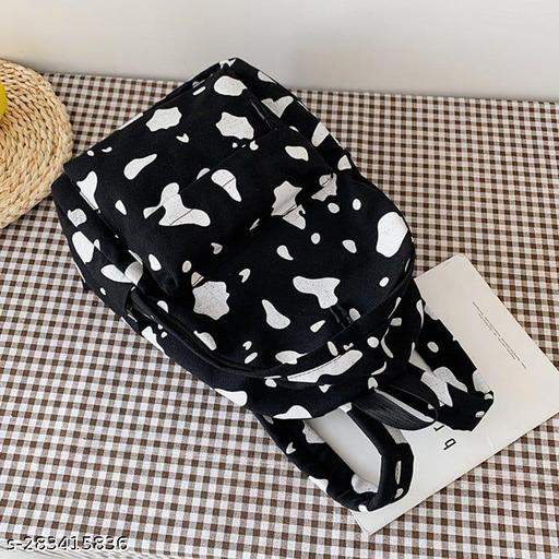 Medium 15 L TUITION BAG AND COLLEGE BAG FOR GIRLS STYLISH AND TRENDY LIGHTWEIGHT BACKPACKS (BLACK  DOT BAGS)