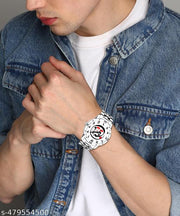 Welix Analog YA HUSSAIN Design White Dial Stylish Silver Stainless Steel Strap Wrist Watch for Muslim Men and Boys, Pack of 1 - YA-HUSSAIN-AVO-SIL-STL