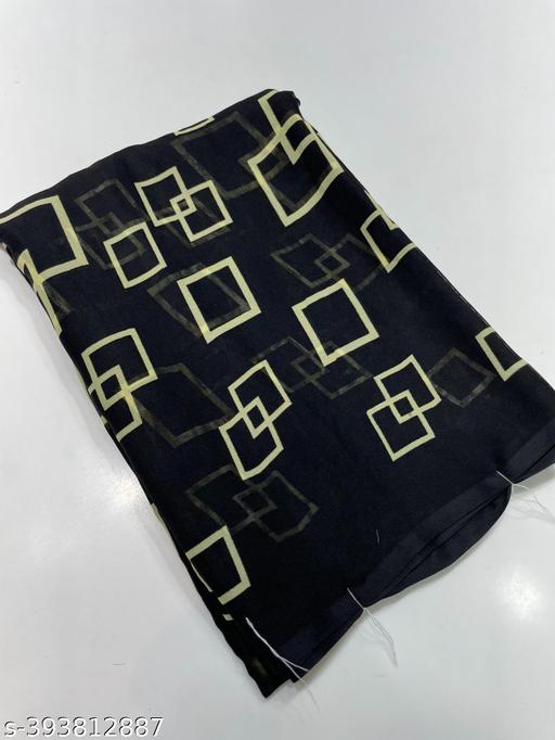 Georgette Geometric Printed Black Woman Saree With Blouse Piece