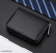 High Quality Zipper, 9 Slots Leather Credit Card Holder | ATM Card Holder For Mens and Womens (PACK OF 1)(BLACK)