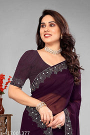 VEERAIVA SOFT GEORGETTE WITH SIROSKI DIAMONDS WORK WEDDING CREATION & PARTY WEAR SAREE