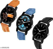 Multicolor (Pack of 3) Leather Analog Watch for Men