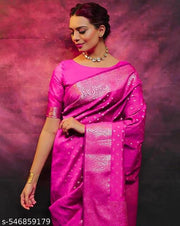 Moiety  Soft Banarasi Silk Saree With Panoply Blouse Piece