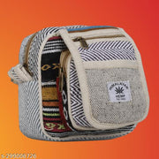 ANESHA Handmade Boho Shoulder School Tote Bags - Unisex, Lightweight, Hemp Crossbody Messenger Bag Compartments, Zipper, Adjustable Strap Hippie Style Nepalese Bohemian Embroidered Pack of 1 Size (7.5 x 7.5) inches Multicolour