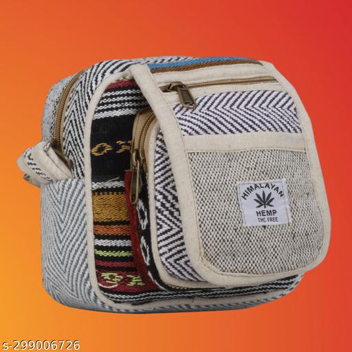ANESHA Handmade Boho Shoulder School Tote Bags - Unisex, Lightweight, Hemp Crossbody Messenger Bag Compartments, Zipper, Adjustable Strap Hippie Style Nepalese Bohemian Embroidered Pack of 1 Size (7.5 x 7.5) inches Multicolour