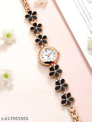 Flower Pattern Analogue Women's or Girls Watch (Rose Gold White)