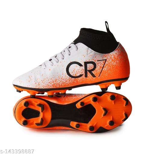 Axpro CR7 Ronaldo White Ankle Synthetic TPU Studs Football Shoes For Men