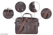 swastik standard statik men’s 15.6 inch  leather  official leptop bag brown