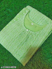 Arth World Women's Embroidered Georgette Straight Kurti