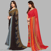 Combo of Printed, Daily Wear, Georgette Sarees with blouse piece(Pack of 2)