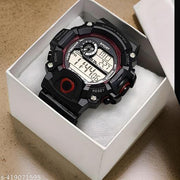 Digital Dial Black Solid Design Strap Multi Functional with Backlight Sports Watch for Men & Boy Digital modal 2024 Digital Watch Shockproof Automatic Waterproof Digital Sports Watch for Men's Kids Watch for Boys Watch for Men Pack of 1 Watch