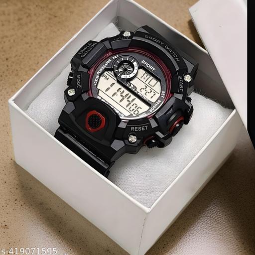 Digital Dial Black Solid Design Strap Multi Functional with Backlight Sports Watch for Men & Boy Digital modal 2024 Digital Watch Shockproof Automatic Waterproof Digital Sports Watch for Men's Kids Watch for Boys Watch for Men Pack of 1 Watch