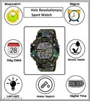 Stylish Men's And Kids  Sports Army Green  Design LED Digital Wristwatches. Not Smart Watch, Waterproof Lightly