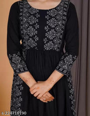 Women's Printed Rayon High Side Slit Straight Kurta