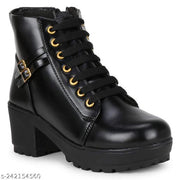Synthetic Leather Casual Stylish Boots Shoes for Women and Girls Lightweight Comfortable Shoe, Partywear Shoe,  Lace-up Stylish Boots, Leather Shoe, Boot Leather, Sneakers/Boot/Casual/Sneaker/Shoes for Women's