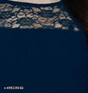 Casual American Crepe And Net Round-Neck 3/4 Length Sleeve Navy Blue Kurti (45"Inches)