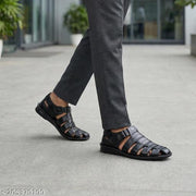 WALKAROO Men Fisherman Sandal with Premium PU Upper, Closed Toe Front, Soft Cushion Sole, Daily Wear Sandals 13505 Black