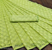 Brasso Net Lemon Yellow Jacquard Saree with blouse