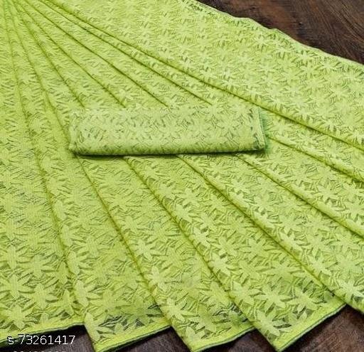 Brasso Net Lemon Yellow Jacquard Saree with blouse