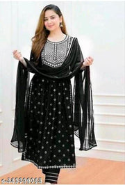 Black Nayra Cut Kurti set