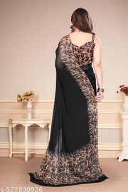 Women's Trendy Party Wear Chiffon Plain Saree