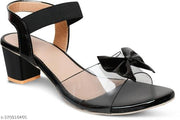 Black Solid Medium Heel - Versatile and Stylish Sandal for Women and Girls