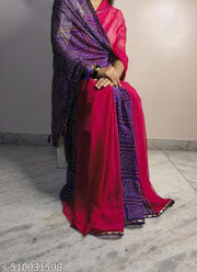 Mahadev Creation's Premium Georgette Bandhani Saree With Unstitched Blouse Piece