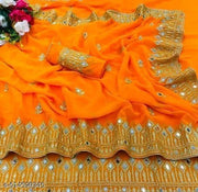 EMBROIDERY MIRROR SAREE