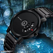 Stylish & Unique Men Black Rubber Watch 004