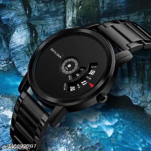 Stylish & Unique Men Black Rubber Watch 004