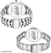 Black Dial Analog Watch For Men & Women Couple Pair Stainless Steel Stylish