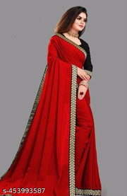 Well Lace Trending Plain Georgette Saree With Separate Blouse Piece