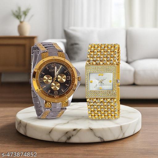 New Latest Multicolor Dial Couple Watch (Pack Of 2)