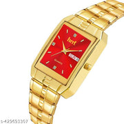HRRT 9151 Stylish Gold Date & Day Display Analog Watch for Men & Boys | Premium Chain Watch | Party & Daily Wear