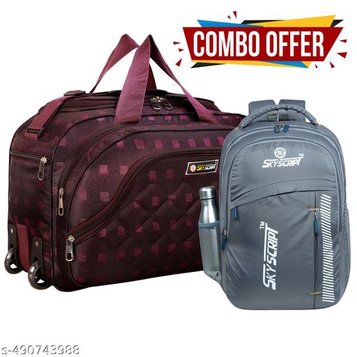 SKY SCRIPT 65L Polyester Travel Duffle Bags/Daffal Bags/Travel Bags/Travelling Bags with Combo of 33L Waterproof Backpack Bag for School/College/Travel /Offices /Boys /Girls and Teens.