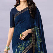 Party and Daily Wear New Printed Georgette Saree with Separate Blouse Piece