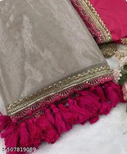 TRENDY TISSUE SAREE WITH EMBROIDERY LACE BRODER AND LATKAN OR ART SILK BLOUSE PIECE SAREE