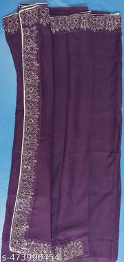 Women's Hot Fixing  Poly Georgette Saree with Unstitched   PARTYWEAR SAREE