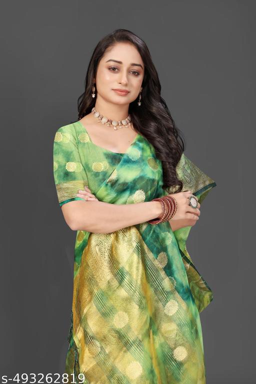 NEW FANCY ORGANZA SAREE  MULTY COLOUR SAREE