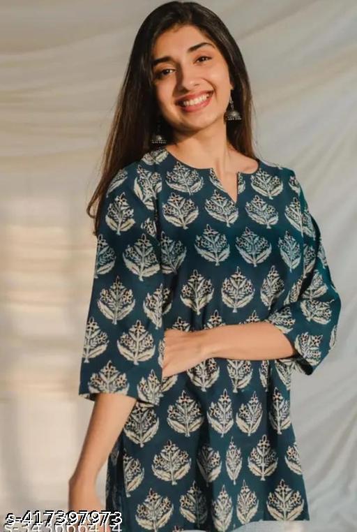 Woman's Rayon Printed Short Kurta