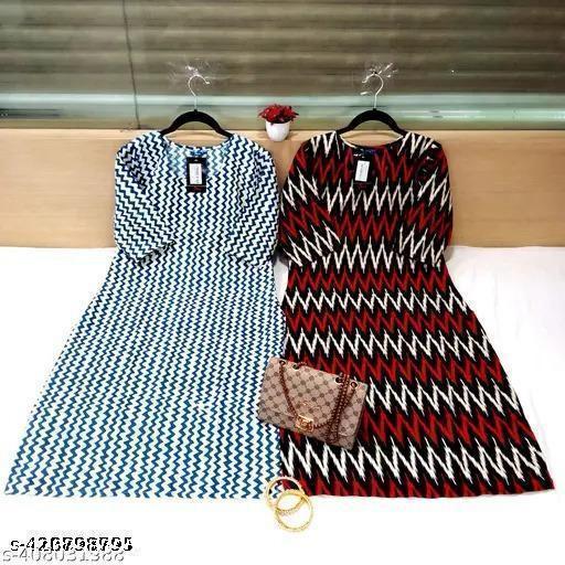 Polyster/Crepe fabric-Neeva Creation Fancy Designer Low price Kurti