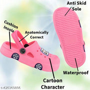 ONFEET Kids Trendy Daily use Comfortable Anti-Skid Casual Car Design Sandals for Boys and Girls, Kids Clogs for Boys and Girls with Sling Back Strap, Lightweight Kids Flipflops & Slippers for Indoor Outdoor Activity, Kids Heels & Sandals Color - Pink
