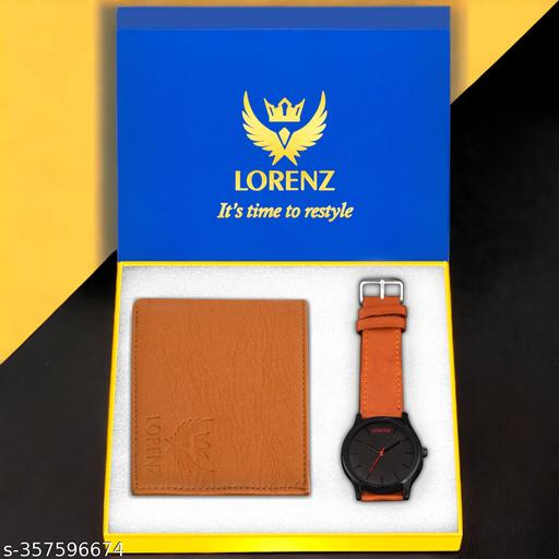 Lorenz Men's TAN Watch & Wallet Gift Combo- CM-1049WL-TAN